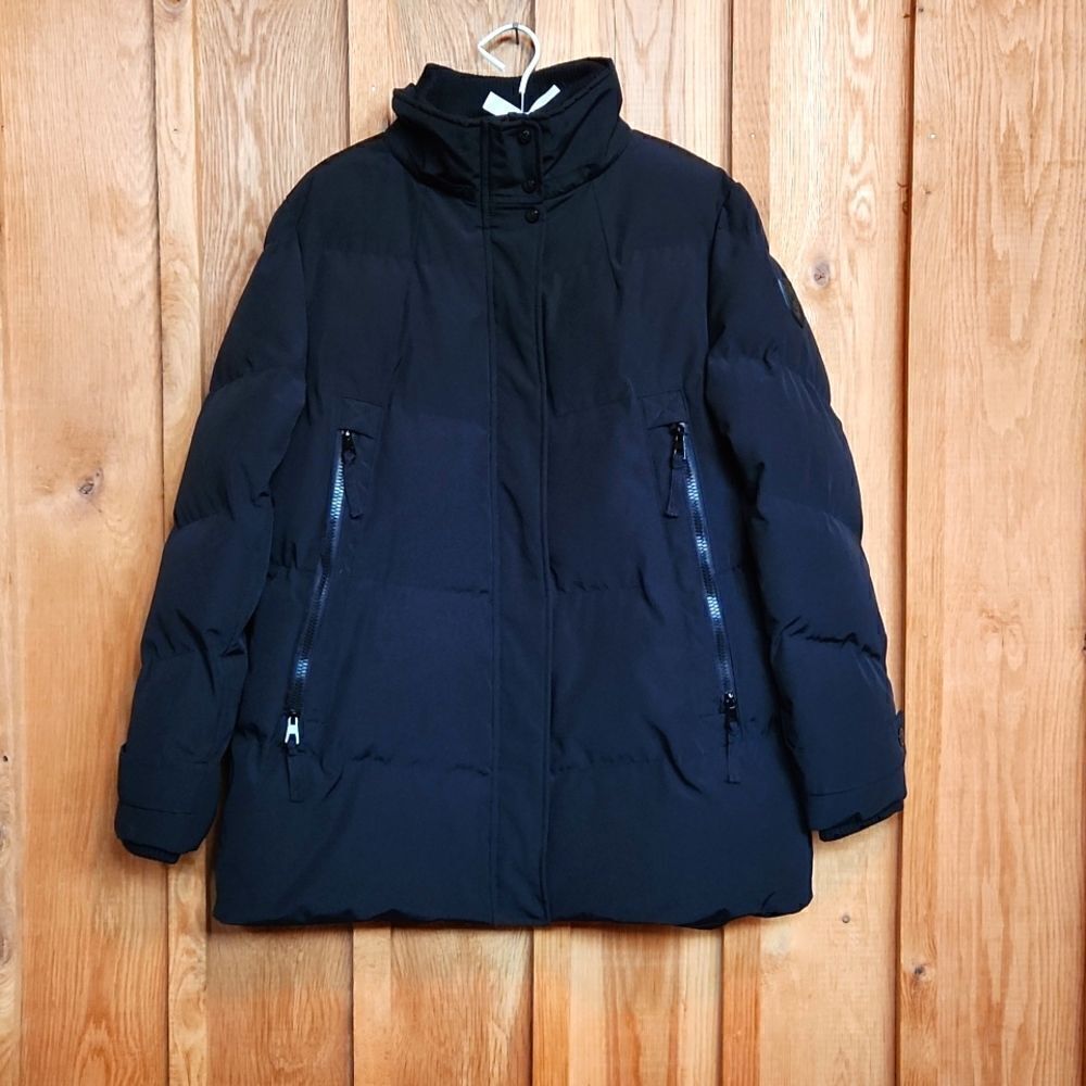 Vince Camuto Puffer Insulated Mid Thigh Mock Neck Winter Coat, Large, Black